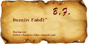 Bozsin Fabó névjegykártya